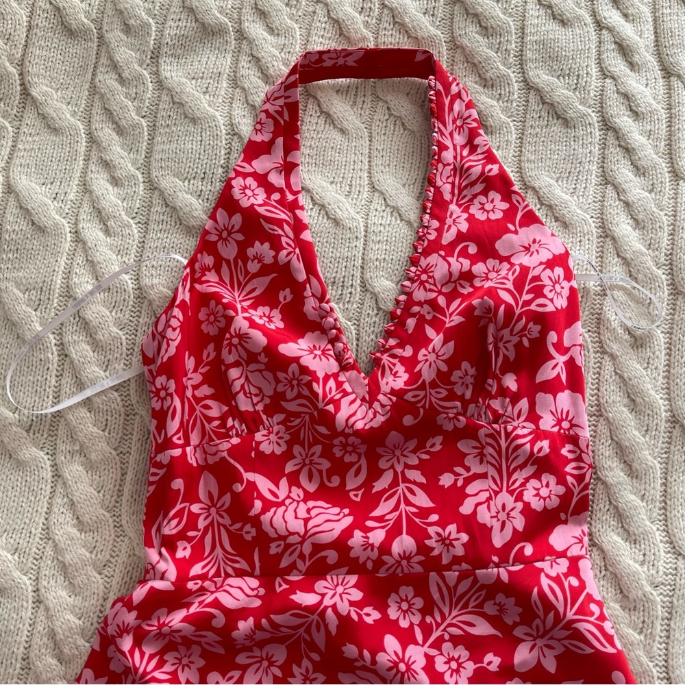 🍓Laundry Silk Floral Printed Halter Neck A-line Midi Dress, Size 4 - Picture 5 of 14